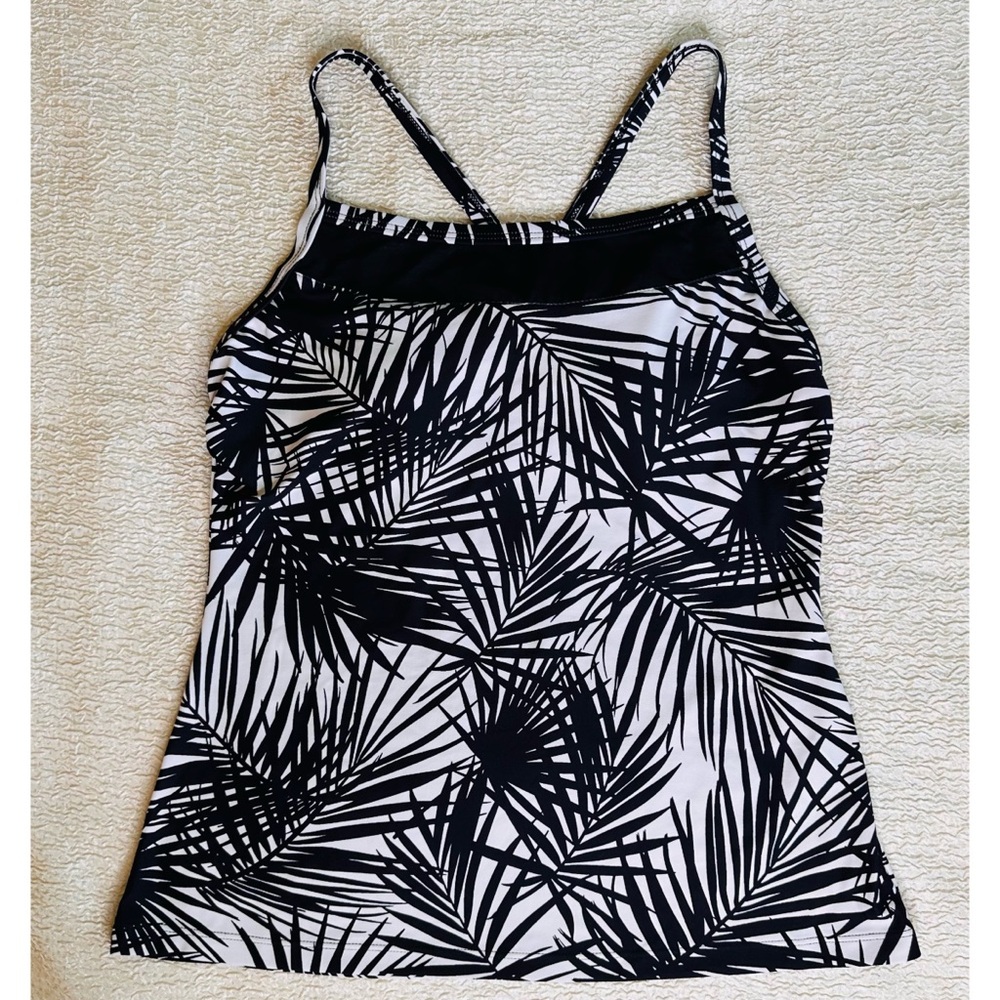 Sol Collective Tankini Top Black & White Palm Leaves 8 NEW Original Sample.